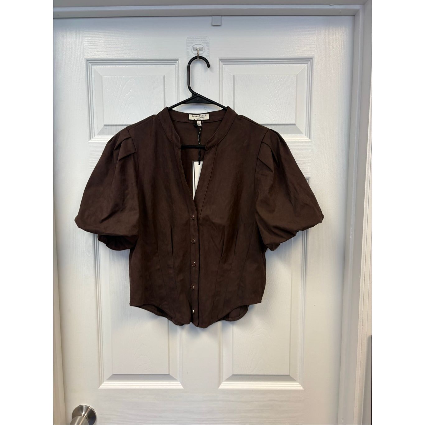 Suede Puff Sleeve Blouse